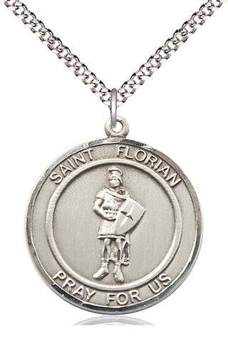 Pewter Saint Florian Medal Catholic Jewelry Engraved Catholic Saint Jewelry