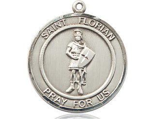 Sterling Silver Saint Florian Medal Catholic Jewelry Engraved Catholic Saint Jewelry