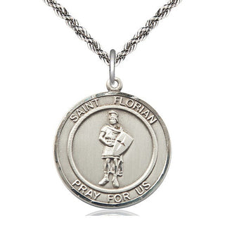 Sterling Silver Saint Florian Medal Catholic Jewelry Engraved Catholic Saint Jewelry