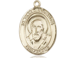 14kt Gold Filled Saint Francis de Sales Medal Engraved Catholic Saint Jewelry