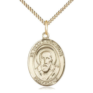 14kt Gold Filled Saint Francis de Sales Medal Catholic Jewelry Engraved Catholic Saint Jewelry