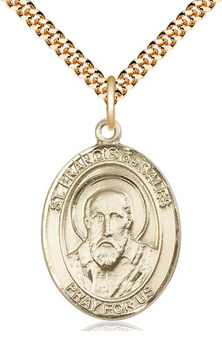 14kt Gold Filled Saint Francis de Sales Medal Catholic Jewelry Engraved Catholic Saint Jewelry
