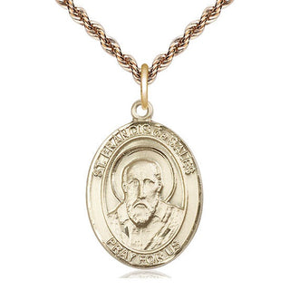 14kt Gold Saint Francis de Sales Medal Engraved Catholic Saint Jewelry