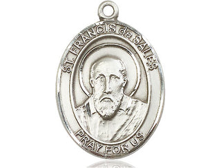 Pewter Saint Francis de Sales Medal Engraved Catholic Saint Jewelry