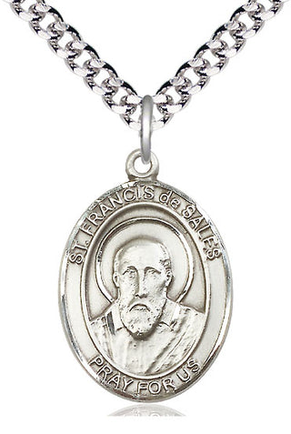Pewter Saint Francis de Sales Medal Catholic Jewelry Engraved Catholic Saint Jewelry