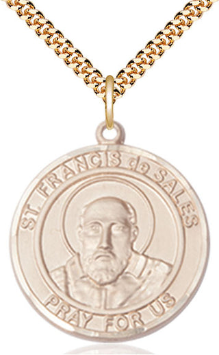 14kt Gold Filled Saint Francis de Sales Medal Catholic Jewelry Engraved Catholic Saint Jewelry