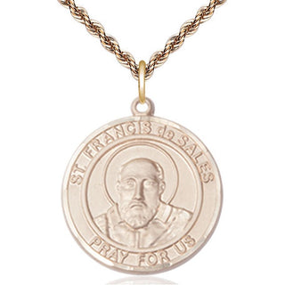 14kt Gold Filled Saint Francis de Sales Medal Catholic Jewelry Engraved Catholic Saint Jewelry