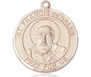 14kt Gold Saint Francis de Sales Medal Engraved Catholic Saint Jewelry