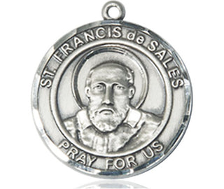 Pewter Saint Francis de Sales Medal Engraved Catholic Saint Jewelry