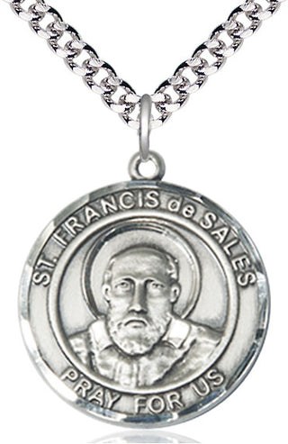 Pewter Saint Francis de Sales Medal Catholic Jewelry Engraved Catholic Saint Jewelry