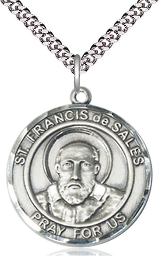 Pewter Saint Francis de Sales Medal Catholic Jewelry Engraved Catholic Saint Jewelry