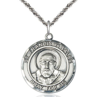 Sterling Silver Saint Francis de Sales Medal Catholic Jewelry Engraved Catholic Saint Jewelry
