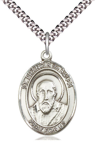 Sterling Silver Saint Francis de Sales Medal Catholic Jewelry Engraved Catholic Saint Jewelry