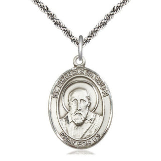 Sterling Silver Saint Francis de Sales Medal Catholic Jewelry Engraved Catholic Saint Jewelry