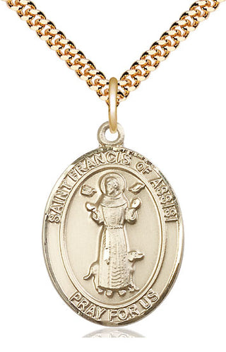 14kt Gold Filled Saint Francis of Assisi Medal Catholic Jewelry Engraved Catholic Saint Jewelry
