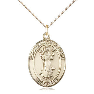 14kt Gold Saint Francis of Assisi Medal Engraved Catholic Saint Jewelry