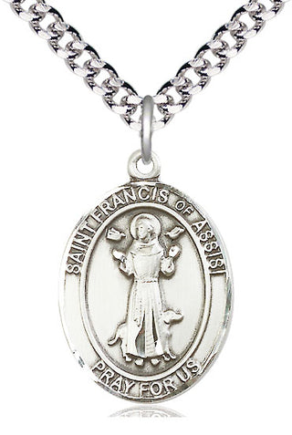 Pewter Saint Francis of Assisi Medal Catholic Jewelry Engraved Catholic Saint Jewelry