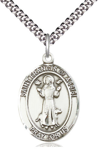 Pewter Saint Francis of Assisi Medal Catholic Jewelry Engraved Catholic Saint Jewelry
