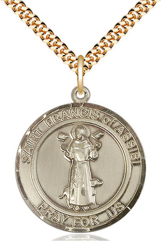 14kt Gold Filled Saint Francis of Assisi Medal Catholic Jewelry Engraved Catholic Saint Jewelry