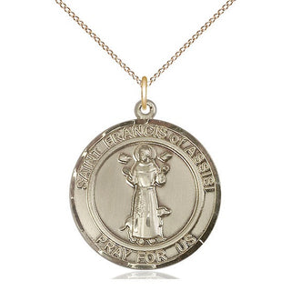 14kt Gold Saint Francis of Assisi Medal Engraved Catholic Saint Jewelry