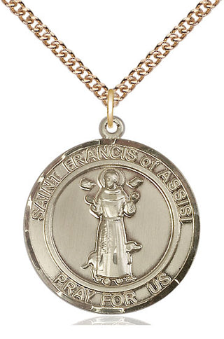 14kt Gold Saint Francis of Assisi Medal Engraved Catholic Saint Jewelry