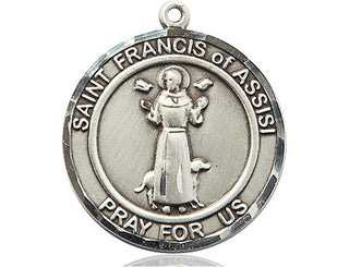 Pewter Saint Francis of Assisi Medal Engraved Catholic Saint Jewelry