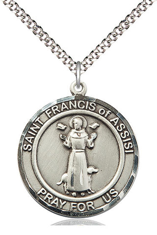 Pewter Saint Francis of Assisi Medal Catholic Jewelry Engraved Catholic Saint Jewelry