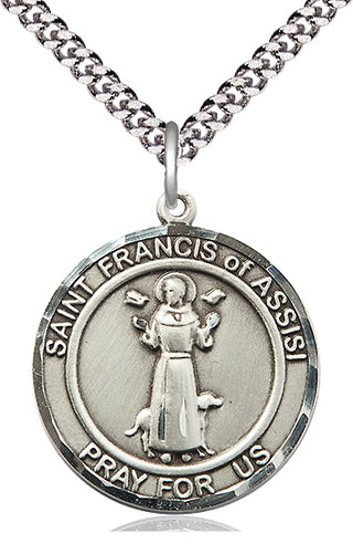 Pewter Saint Francis of Assisi Medal Catholic Jewelry Engraved Catholic Saint Jewelry