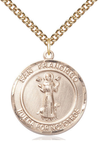 14kt Gold Filled San Francis of Assisi Medal Catholic Jewelry Engraved Catholic Saint Jewelry