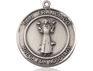 Pewter San Francis of Assisi Medal Engraved Catholic Saint Jewelry