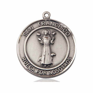 Sterling Silver San Francis of Assisi Medal Catholic Jewelry Engraved Catholic Saint Jewelry
