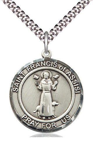 Sterling Silver Saint Francis of Assisi Medal Catholic Jewelry Engraved Catholic Saint Jewelry