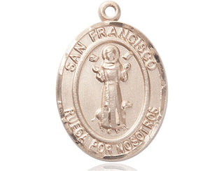 14kt Gold Filled San Francis Medal Engraved Catholic Saint Jewelry