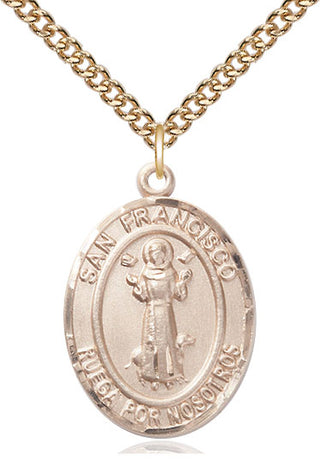 14kt Gold Filled San Francis Medal Catholic Jewelry Engraved Catholic Saint Jewelry