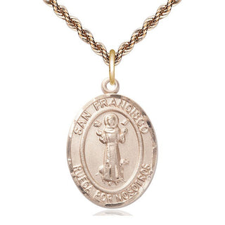 14kt Gold Filled San Francis Medal Catholic Jewelry Engraved Catholic Saint Jewelry