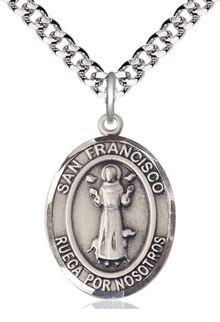 Pewter San Francis Medal Catholic Jewelry Engraved Catholic Saint Jewelry