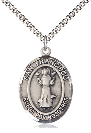 Pewter San Francis Medal Catholic Jewelry Engraved Catholic Saint Jewelry