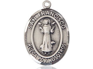 Sterling Silver San Francis Medal Catholic Jewelry Engraved Catholic Saint Jewelry