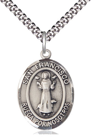 Sterling Silver San Francis Medal Catholic Jewelry Engraved Catholic Saint Jewelry