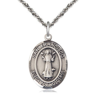Sterling Silver San Francis Medal Catholic Jewelry Engraved Catholic Saint Jewelry