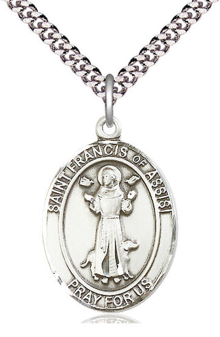 Sterling Silver Saint Francis of Assisi Medal Catholic Jewelry Engraved Catholic Saint Jewelry