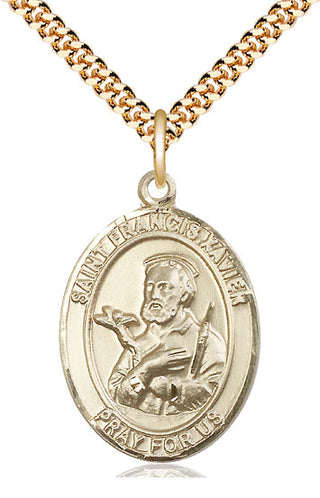 14kt Gold Filled Saint Francis Xavier Medal Catholic Jewelry Engraved Catholic Saint Jewelry