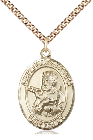 14kt Gold Filled Saint Francis Xavier Medal Catholic Jewelry Engraved Catholic Saint Jewelry