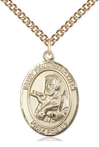 14kt Gold Filled Saint Francis Xavier Medal Catholic Jewelry Engraved Catholic Saint Jewelry