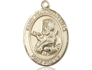 14kt Gold Saint Francis Xavier Medal Engraved Catholic Saint Jewelry