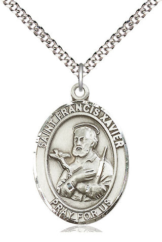 Pewter Saint Francis Xavier Medal Catholic Jewelry Engraved Catholic Saint Jewelry