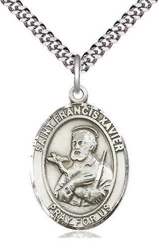 Pewter Saint Francis Xavier Medal Catholic Jewelry Engraved Catholic Saint Jewelry