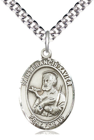 Sterling Silver Saint Francis Xavier Medal Catholic Jewelry Engraved Catholic Saint Jewelry