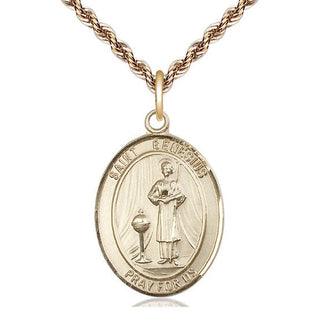 14kt Gold Saint Genesius of Rome Medal Engraved Catholic Saint Jewelry