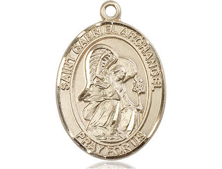 14kt Gold Saint Gabriel the Archangel Medal Engraved Catholic Saint Jewelry